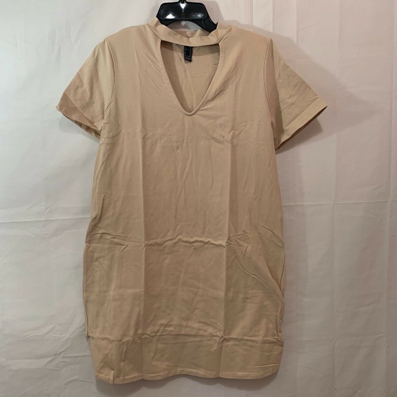 Forever 21 Women NIB Cutout T-Shirt Dress Size Med in Taupe - Picture 1 of 4